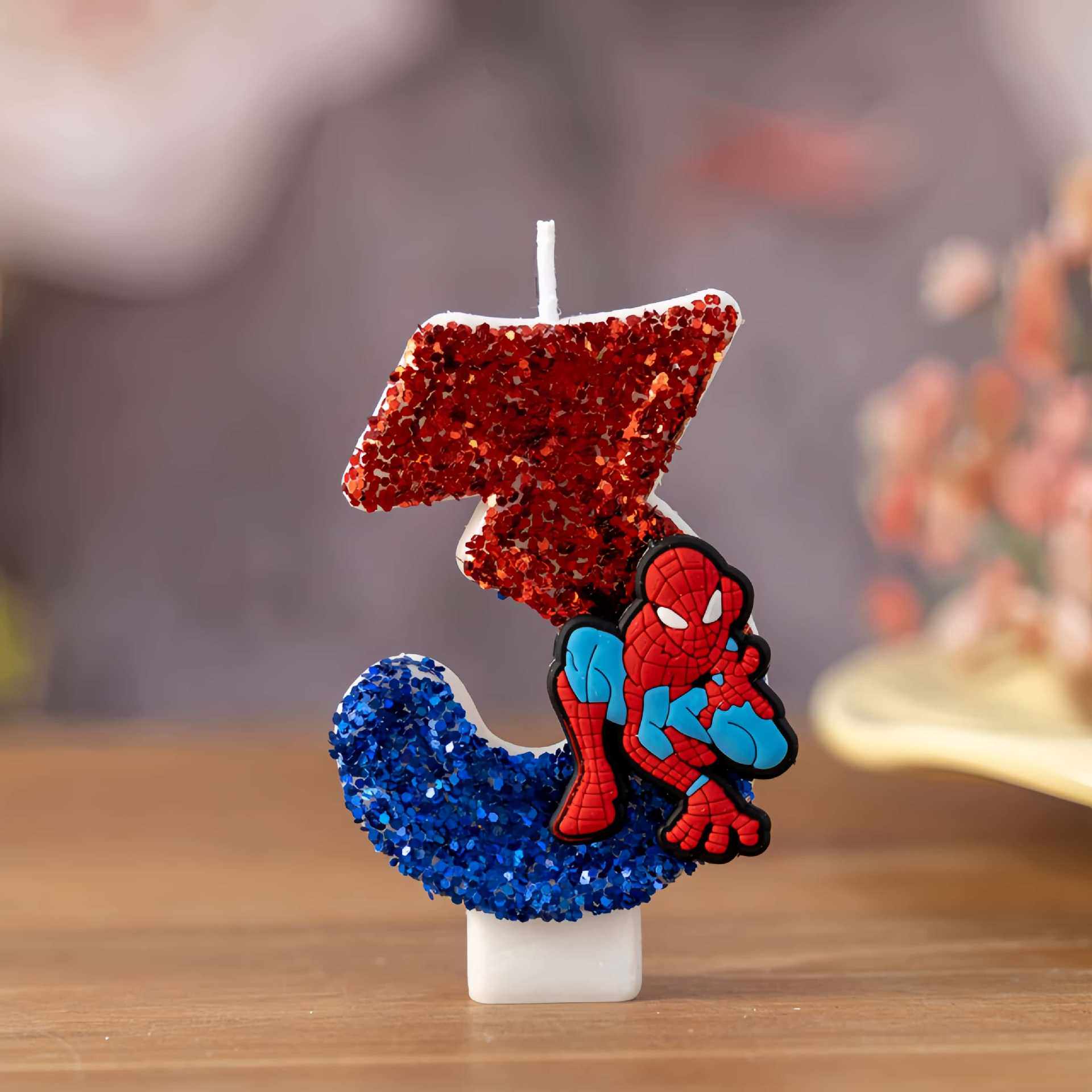 Holiday Candle Set - 0-9 Superheld SpiderMan Leuke Figuurkaarsen Schattig