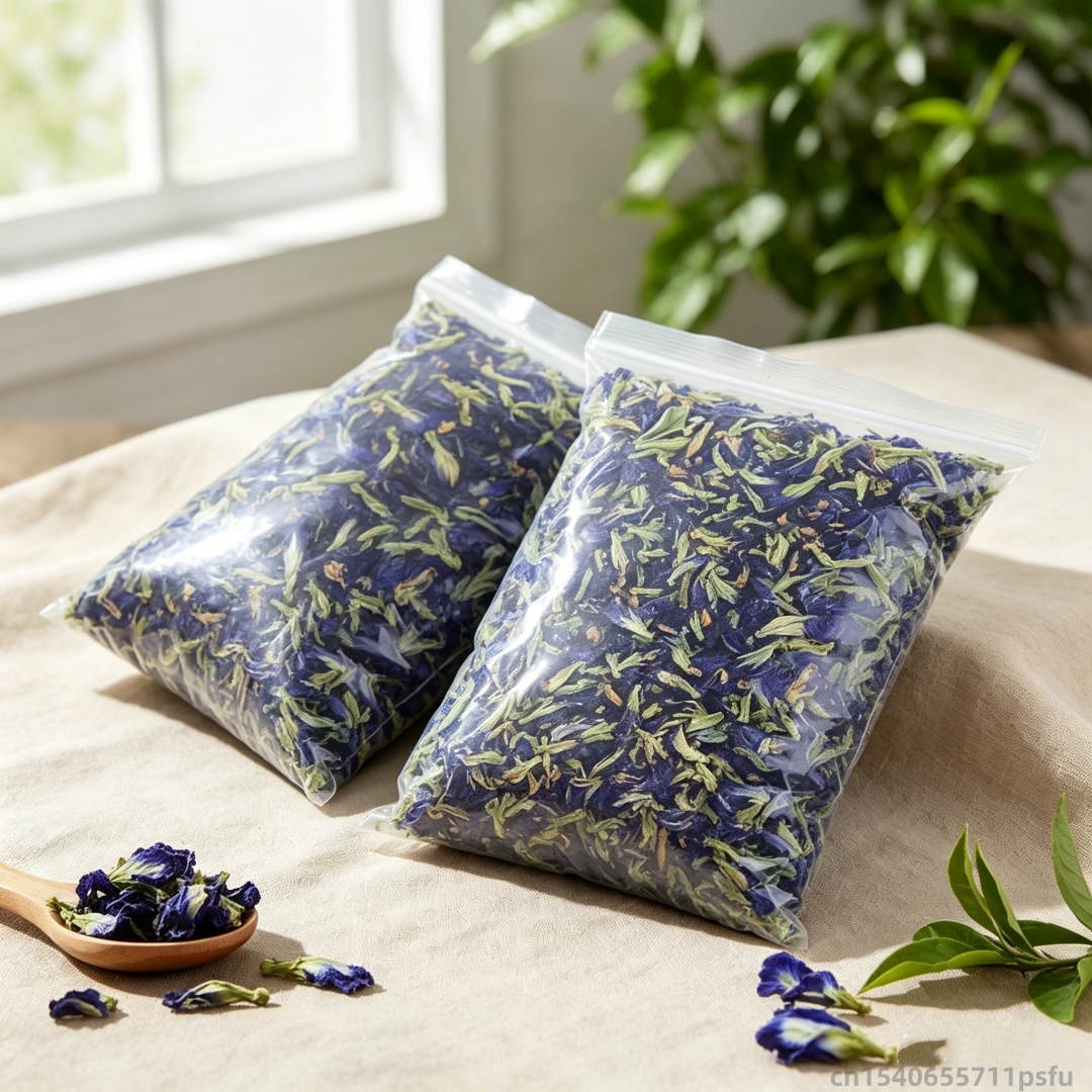 Holiday Candle Set - Natuurlijke Vlinderorchidee Gedroogde Bloem Blauwe Vlindererwtenbloem